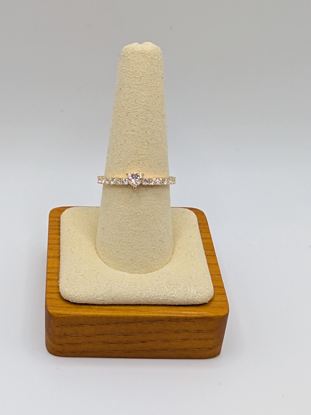 Rose Gold Heart Cubic Zirconia Ring - Pink Accent